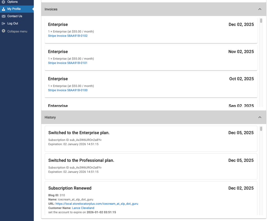 Profile | History and Overages Update – Store Locator Plus® Internal Docs